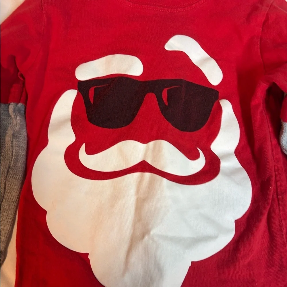 Carters Red Santa Graphic Kids Shirt 2T Christmas